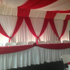 Red White Backdrop Table